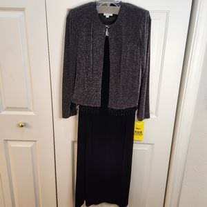 R & M Richards by Karen Kwong Black Velvet Dress with Matching Black Sequin Coat